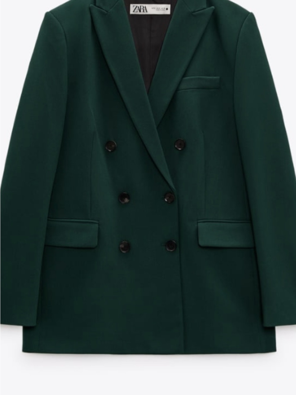 ZARA Emerald Green Double-Breasted Blazer